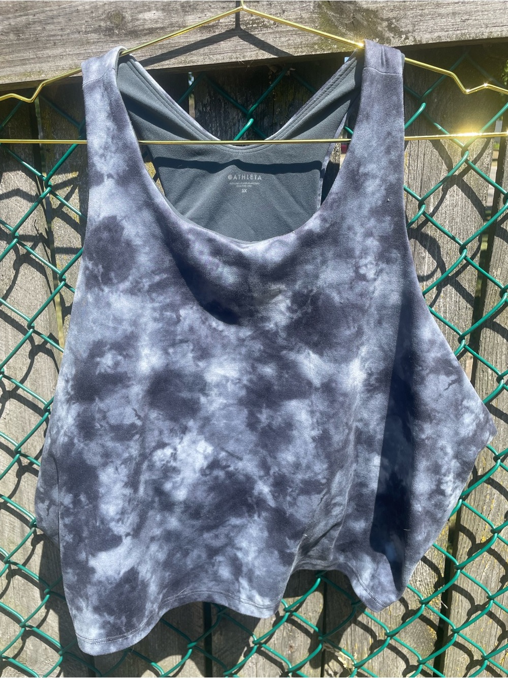 Athleta Tie-Dye Scoop Tank Top - Charcoal & Light Gray
